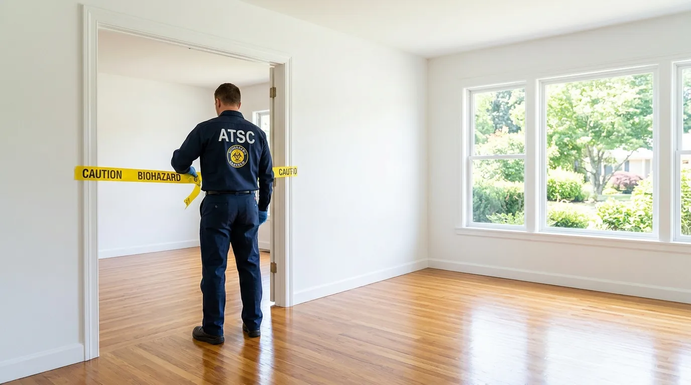 Certified biohazard cleanup crew performing Trauma Scene Cleanup in Grand Terrace